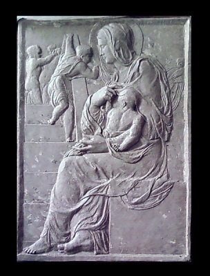 Relief Ton Madonna mit Kind nach Michelangelo
